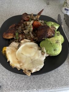 Steak, eggs, avocado