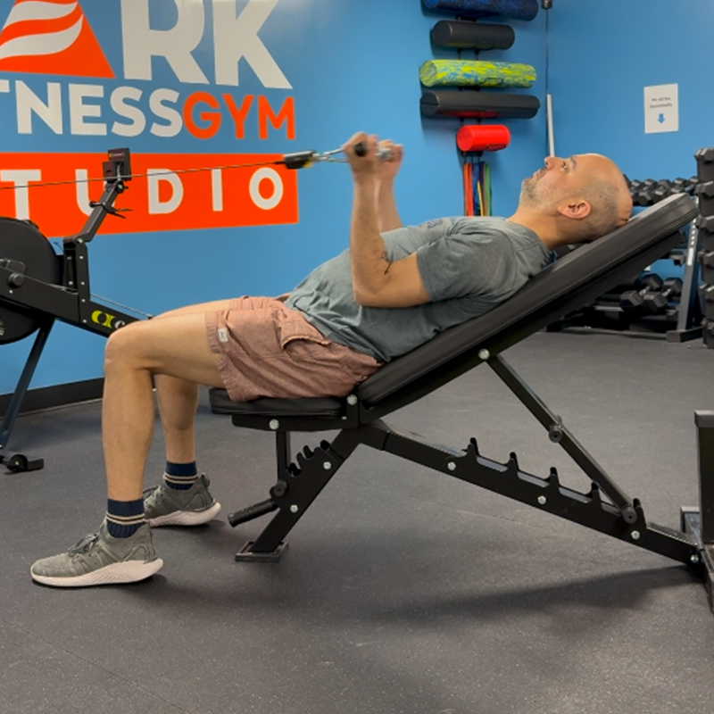 M Cable Straight Bar Bicep Curl Seated