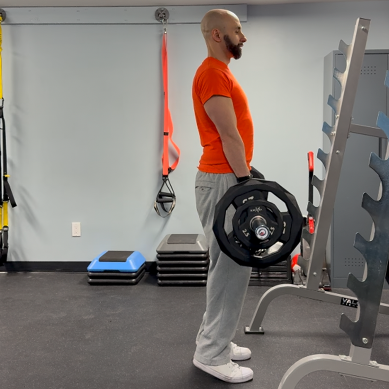 jamal habib barbell calf raises orange and gray