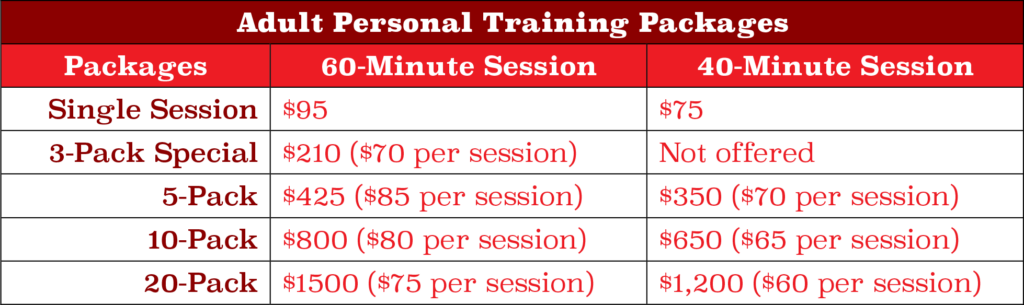 Adult Pricing